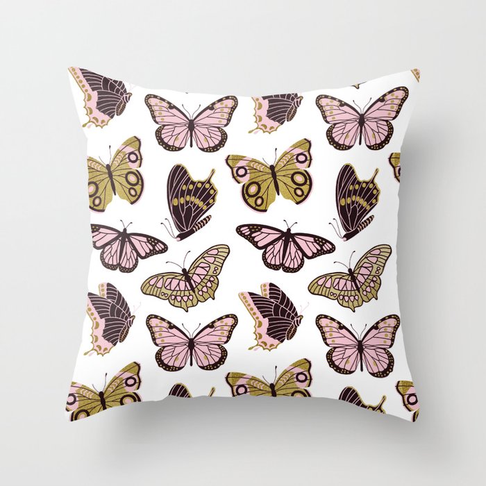 Texas Butterflies - Blush and Gold Pattern Throw Pillow Gallery Image 6