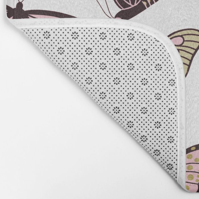 Texas Butterflies - Blush and Gold Pattern Bath Mat Gallery Image 2