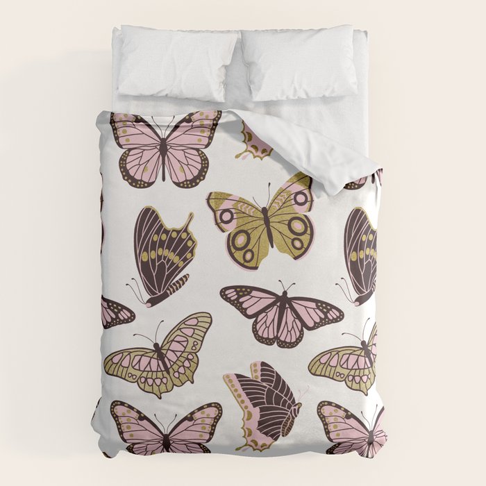 Texas Butterflies - Blush and Gold Pattern Duvet Cover Gallery Image 6