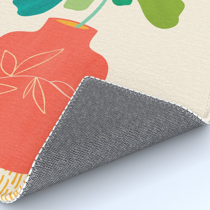 Whimsical Tropical Leaf Still Life Rug Gallery Image 4