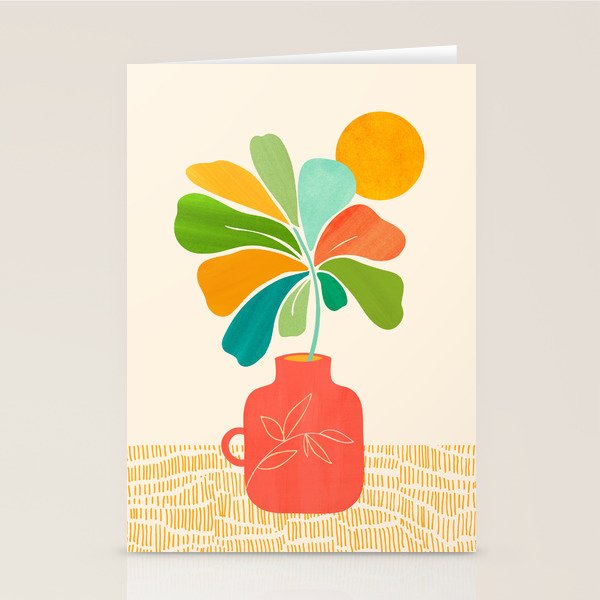Whimsical Tropical Leaf Still Life Stationery Card Gallery Image 1