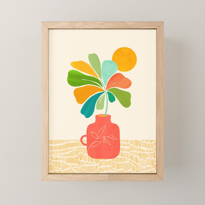 Whimsical Tropical Leaf Still Life Mini Art Print Gallery Image 1