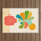Whimsical Tropical Leaf Still Life Outdoor Rug Gallery Image 1