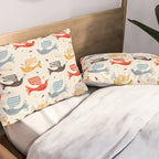 Festive Birds retro pattern Pillow Sham Gallery Image 2