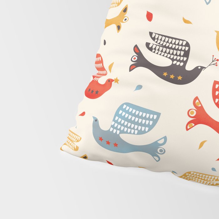 Festive Birds retro pattern Pillow Sham Gallery Image 4