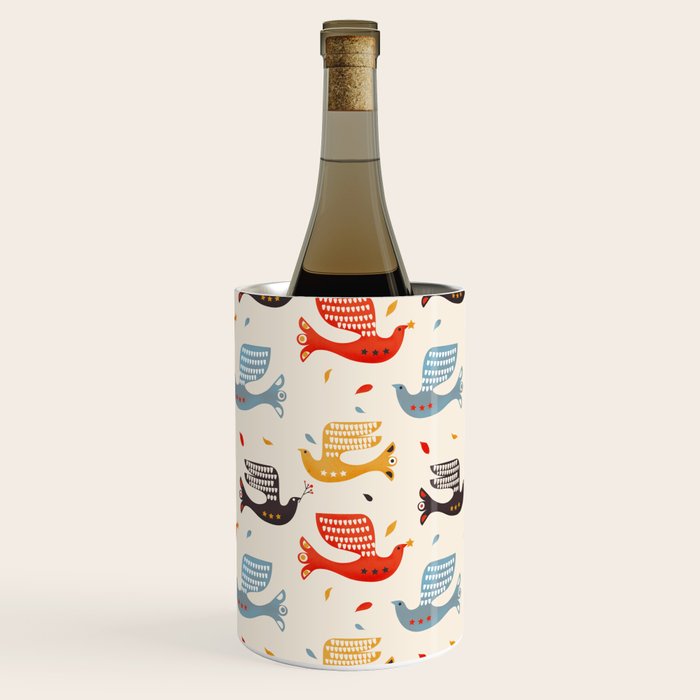 Festive Birds retro pattern Wine Chiller Gallery Image 3