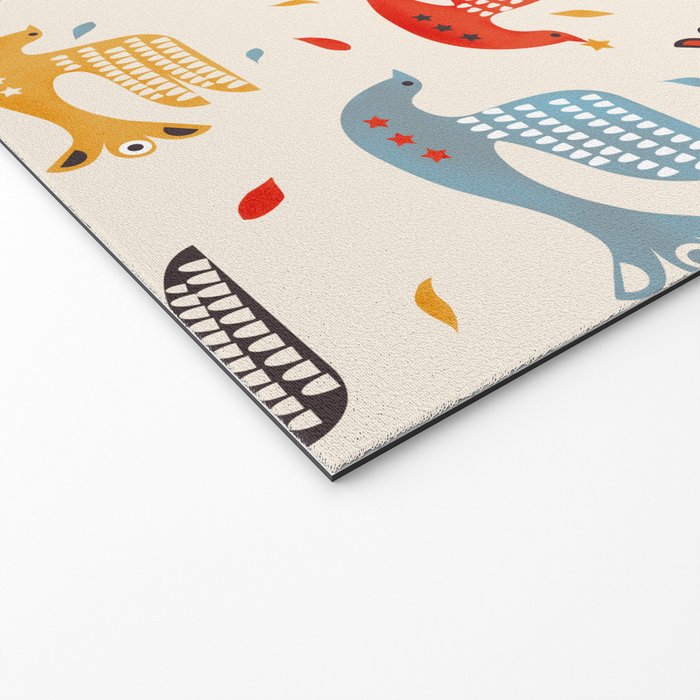 Festive Birds retro pattern Welcome Mat Gallery Image 2
