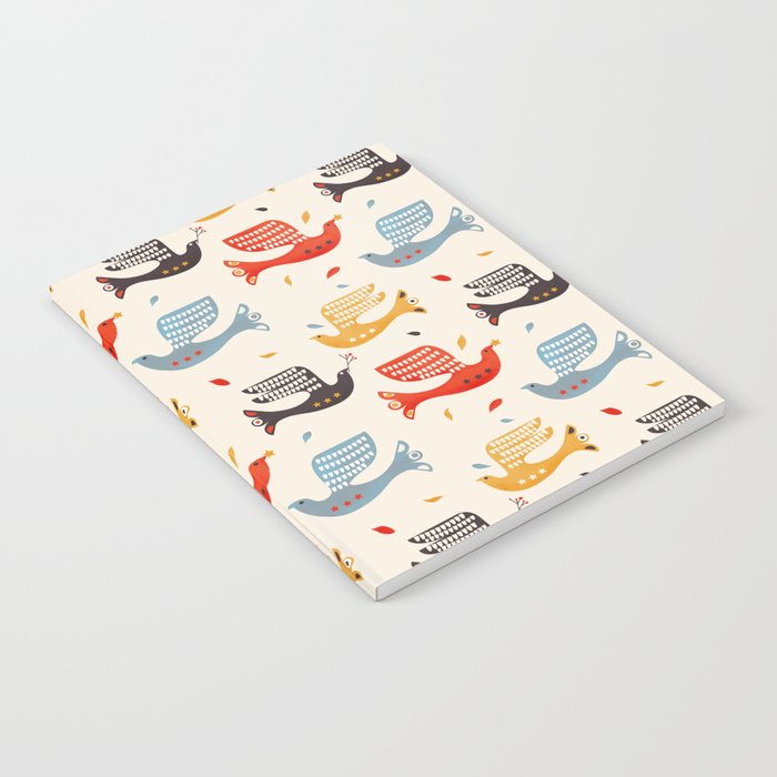 Festive Birds retro pattern Notebook Gallery Image 1