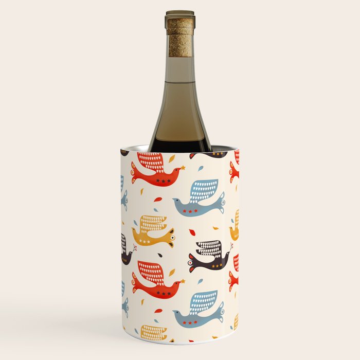 Festive Birds retro pattern Wine Chiller Gallery Image 2