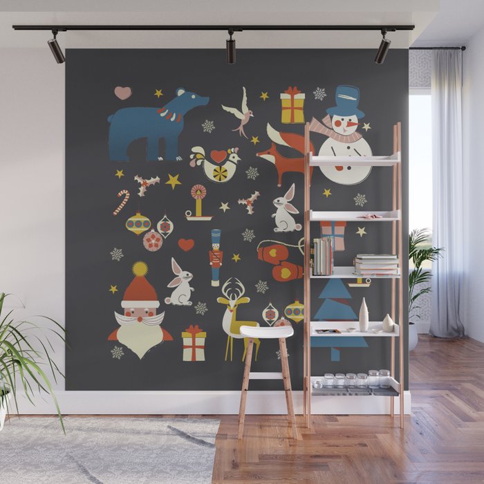 Christmas symbols pattern Wall Mural Gallery Image 1