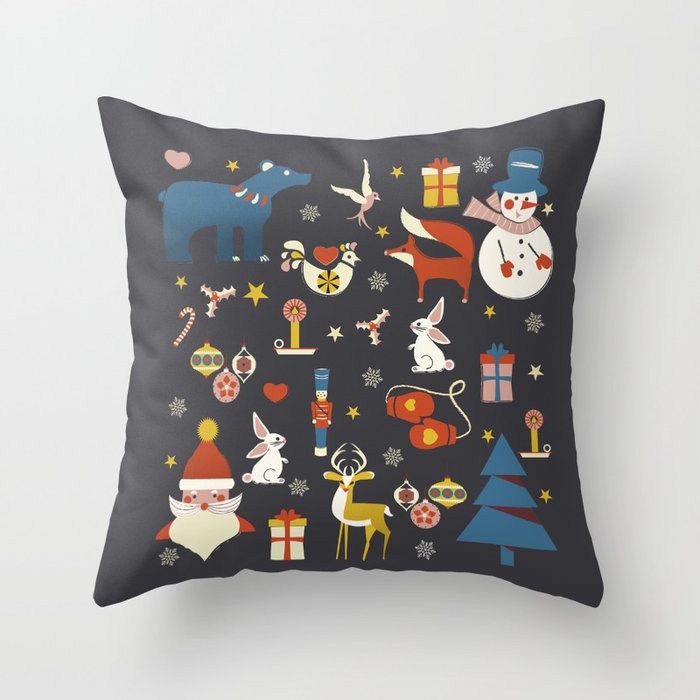 Christmas symbols pattern Throw Pillow Gallery Image 1
