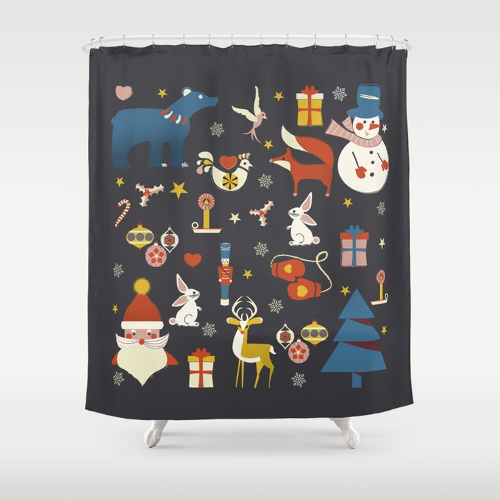 Christmas symbols pattern Shower Curtain Gallery Image 1