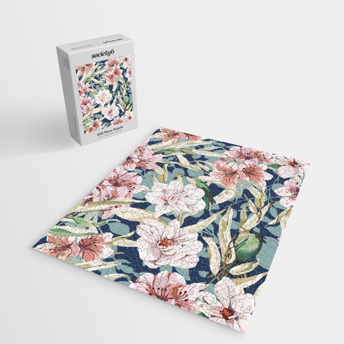 Birds in lush night garden flowers Jigsaw Puzzle Gallery Image 2