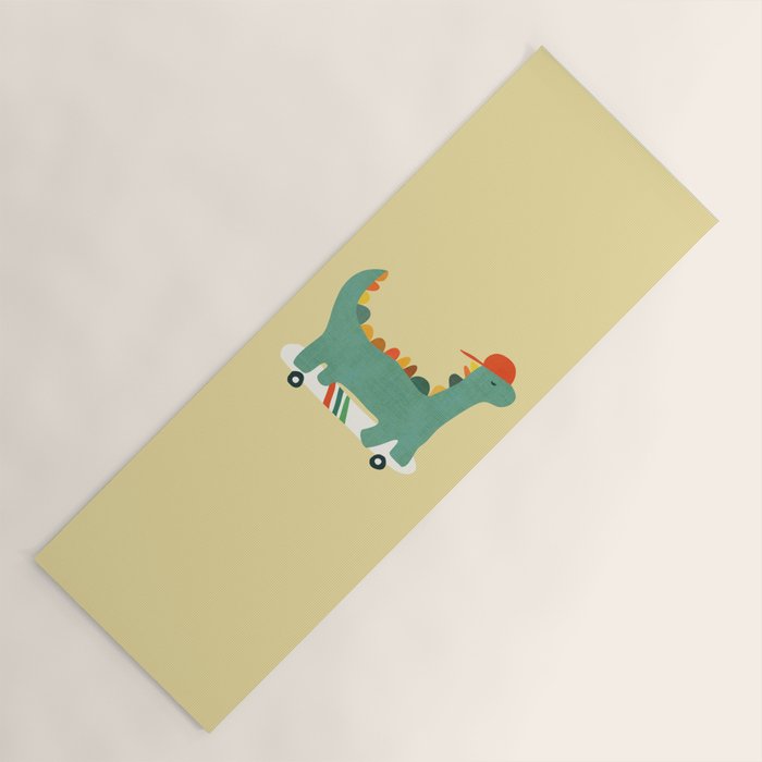 Dinosaur on retro skateboard Yoga Mat Gallery Image 1