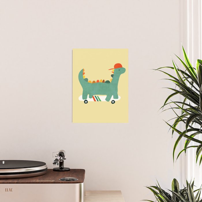 Dinosaur on retro skateboard Poster Gallery Image 2