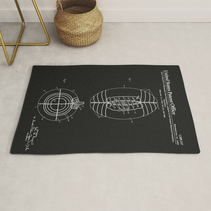 Football Patent - Black Rug Gallery Image 1