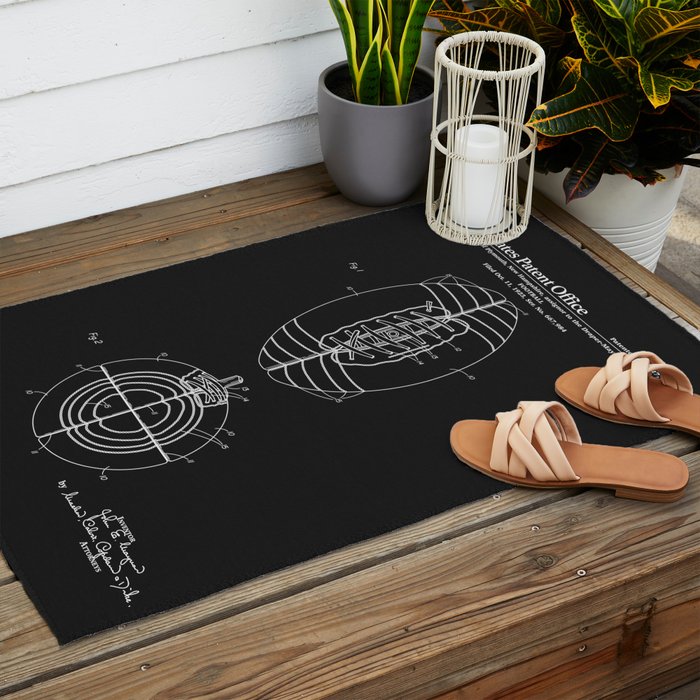 Football Patent - Black Outdoor Rug Gallery Image 2