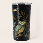 Moonlit Owl and Fluttering Moths Travel Mug Gallery Image 1