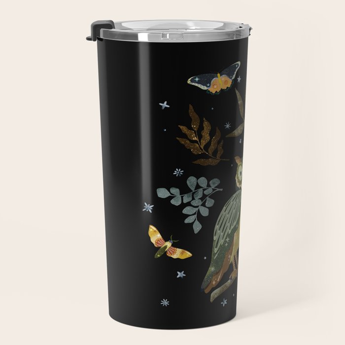 Moonlit Owl and Fluttering Moths Travel Mug Gallery Image 3