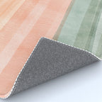 Light Sage Green Waves on a Peach Horizon, Abstract _watercolor color block Rug Gallery Image 4