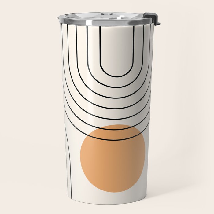 Mid Century Modern Geometric 61 (Rainbow and Sun Abstraction) Travel Mug Gallery Image 2