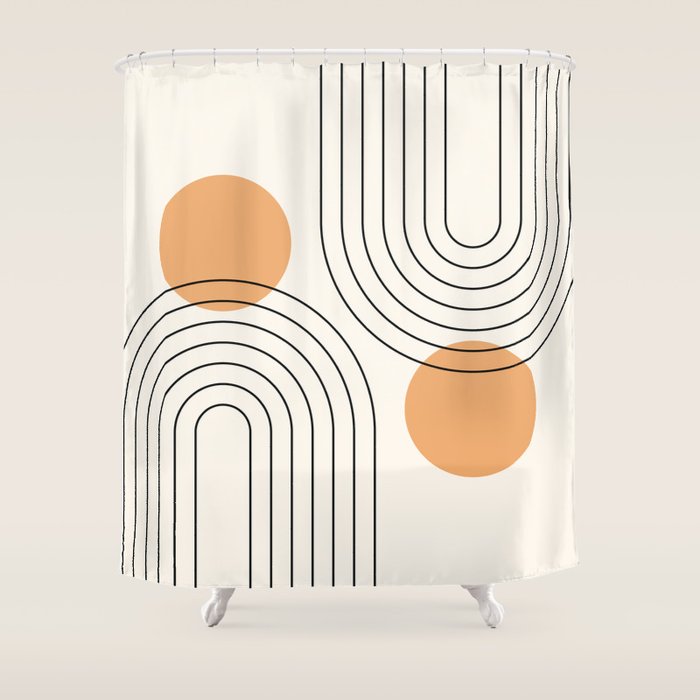 Mid Century Modern Geometric 61 (Rainbow and Sun Abstraction) Shower Curtain Gallery Image 1