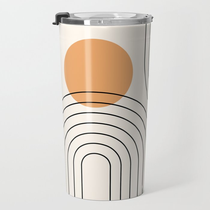 Mid Century Modern Geometric 61 (Rainbow and Sun Abstraction) Travel Mug Gallery Image 3