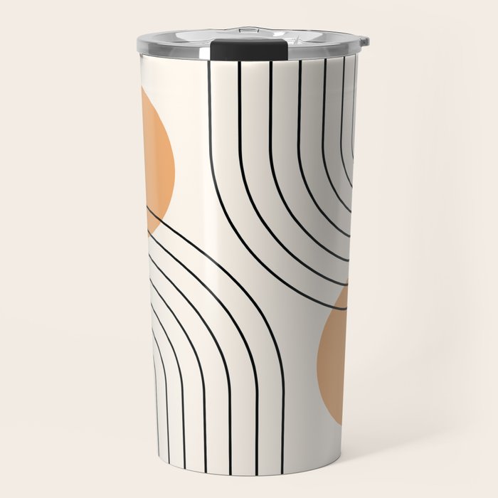 Mid Century Modern Geometric 61 (Rainbow and Sun Abstraction) Travel Mug Gallery Image 1