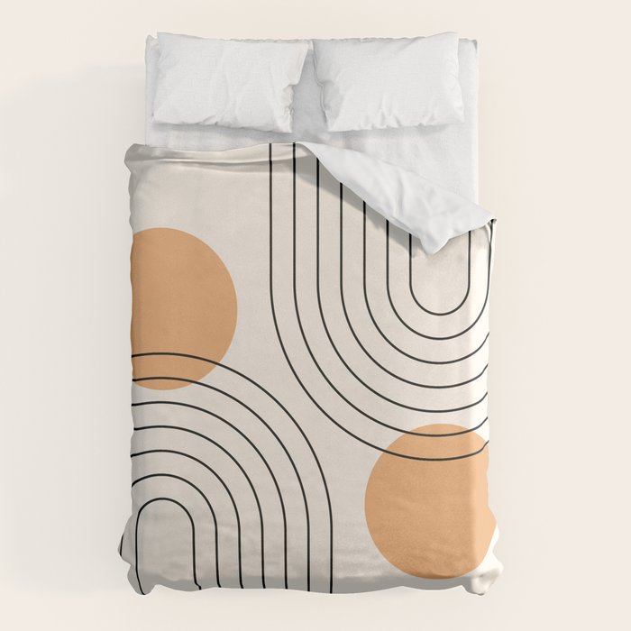 Mid Century Modern Geometric 61 (Rainbow and Sun Abstraction) Duvet Cover Gallery Image 6