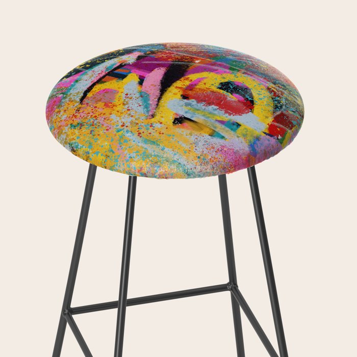 Chromatic Whispers Sprayed Abstract Dance of Color and Chaos Stool Gallery Image 2