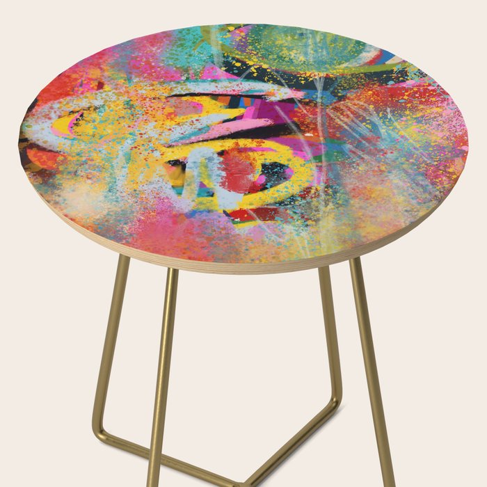 Chromatic Whispers Sprayed Abstract Dance of Color and Chaos Side Table Gallery Image 2