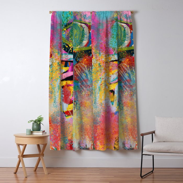 Chromatic Whispers Sprayed Abstract Dance of Color and Chaos Window Curtain Gallery Image 5
