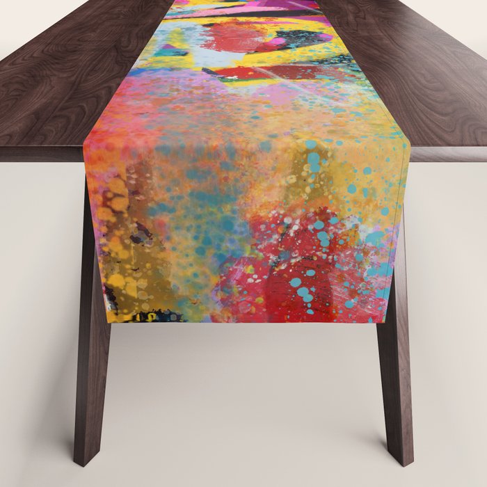 Chromatic Whispers Sprayed Abstract Dance of Color and Chaos Table Runner Gallery Image 1