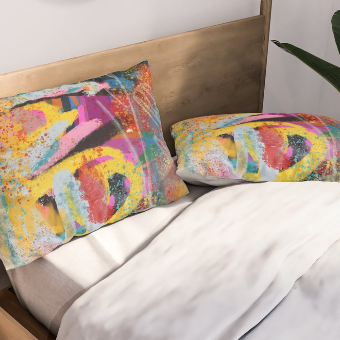 Chromatic Whispers Sprayed Abstract Dance of Color and Chaos Pillow Sham Gallery Image 2