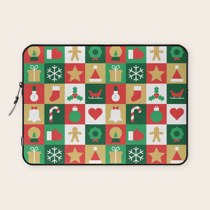 Christmas geometric patchwork mosaic pattern Laptop Sleeve Gallery Image 1