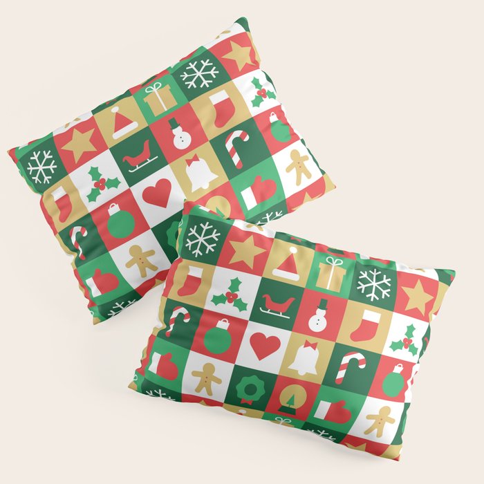 Christmas geometric patchwork mosaic pattern Pillow Sham Gallery Image 1