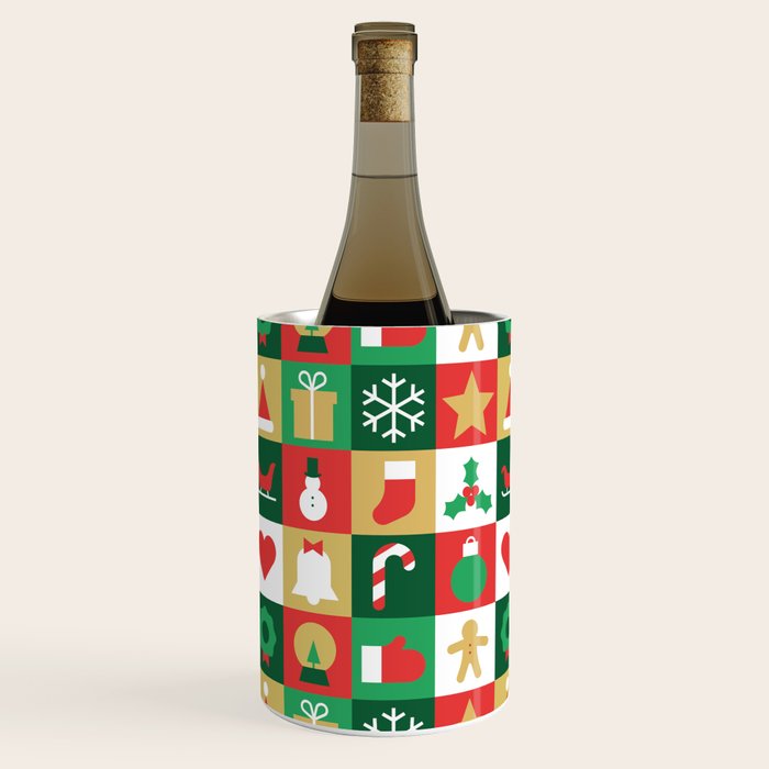 Christmas geometric patchwork mosaic pattern Wine Chiller Gallery Image 2