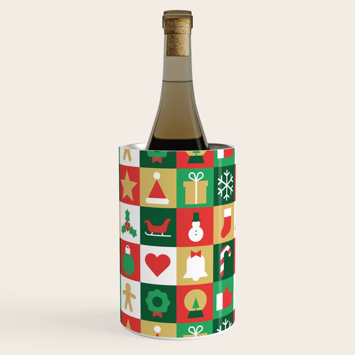 Christmas geometric patchwork mosaic pattern Wine Chiller Gallery Image 1