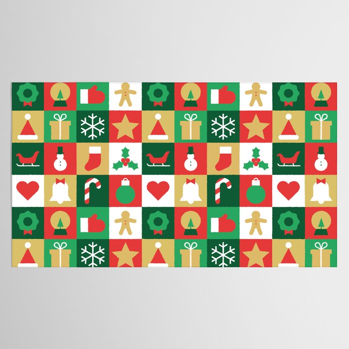 Christmas geometric patchwork mosaic pattern Tablecloth Gallery Image 2