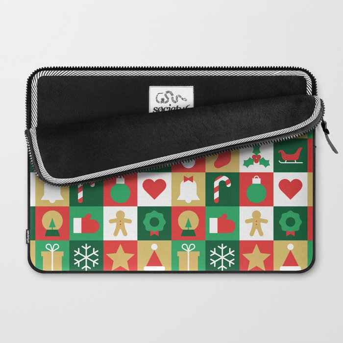 Christmas geometric patchwork mosaic pattern Laptop Sleeve Gallery Image 2