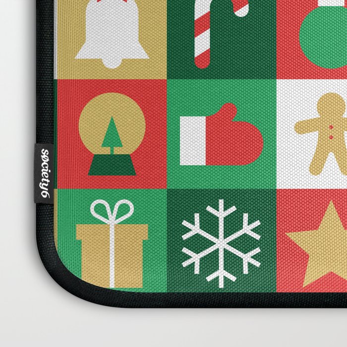 Christmas geometric patchwork mosaic pattern Laptop Sleeve Gallery Image 3