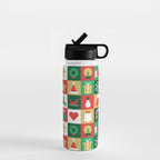 Christmas geometric patchwork mosaic pattern Water Bottle Gallery Image 1