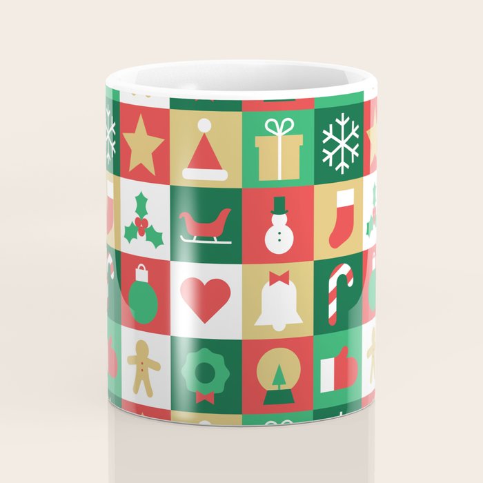 Christmas geometric patchwork mosaic pattern Coffee Mug Gallery Image 4