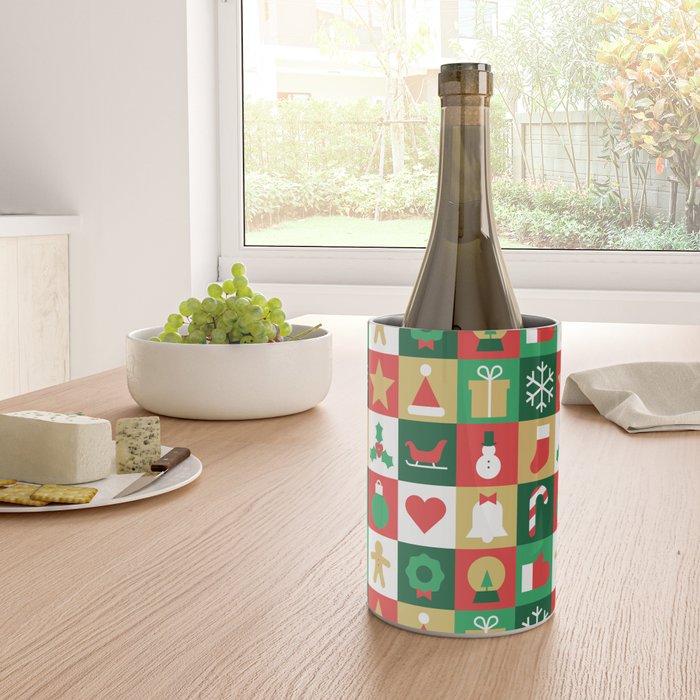 Christmas geometric patchwork mosaic pattern Wine Chiller Gallery Image 4