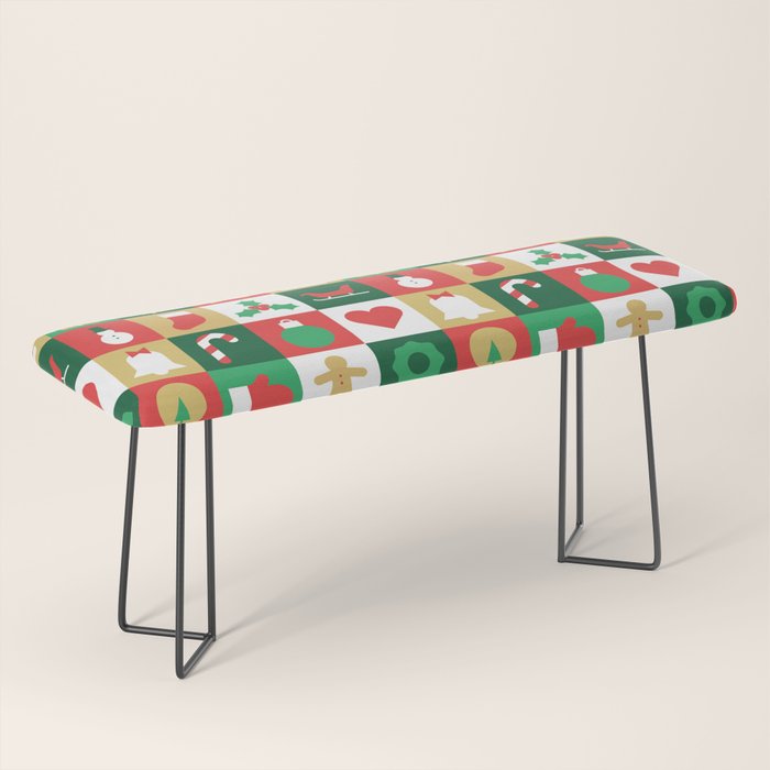 Christmas geometric patchwork mosaic pattern Bench Gallery Image 1
