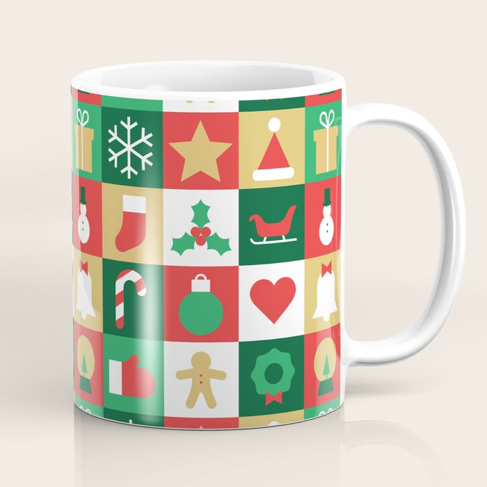 Christmas geometric patchwork mosaic pattern Coffee Mug Gallery Image 1
