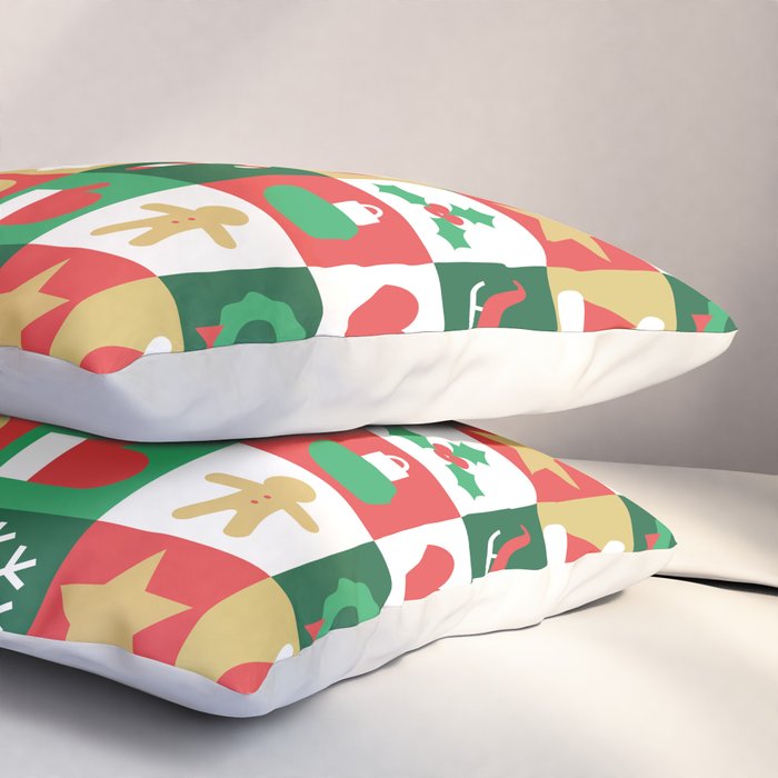 Christmas geometric patchwork mosaic pattern Pillow Sham Gallery Image 3