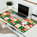 Christmas geometric patchwork mosaic pattern Desk Mat Gallery Image 2