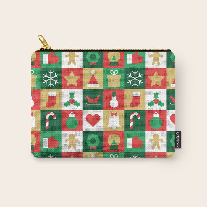 Christmas geometric patchwork mosaic pattern Carry All Pouch Gallery Image 1
