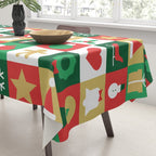Christmas geometric patchwork mosaic pattern Tablecloth Gallery Image 3